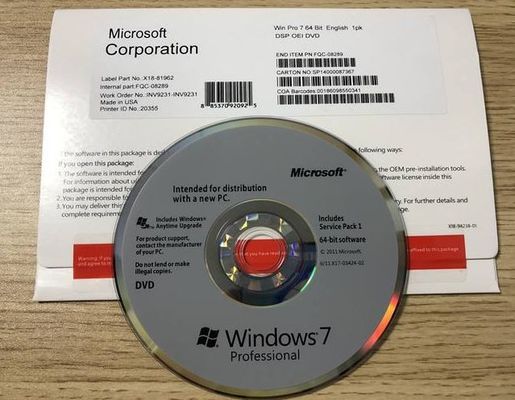 Komputer Windows 7 Professional Box Hologram COA Win 7 Pro Oem Key